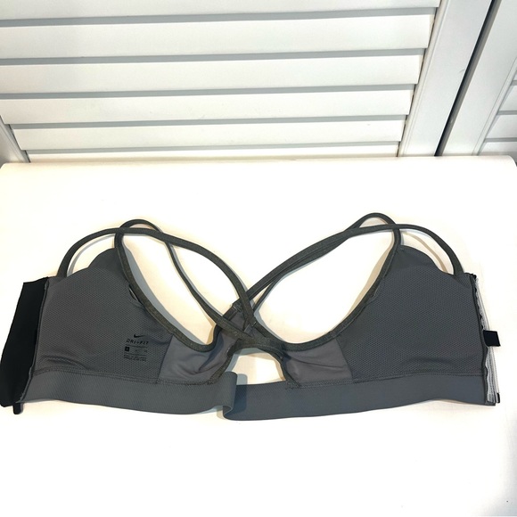 NIKE Dri Fit PRO Indy Front Zip Sports Bra Gray Black / Size Small - Picture 4 of 6